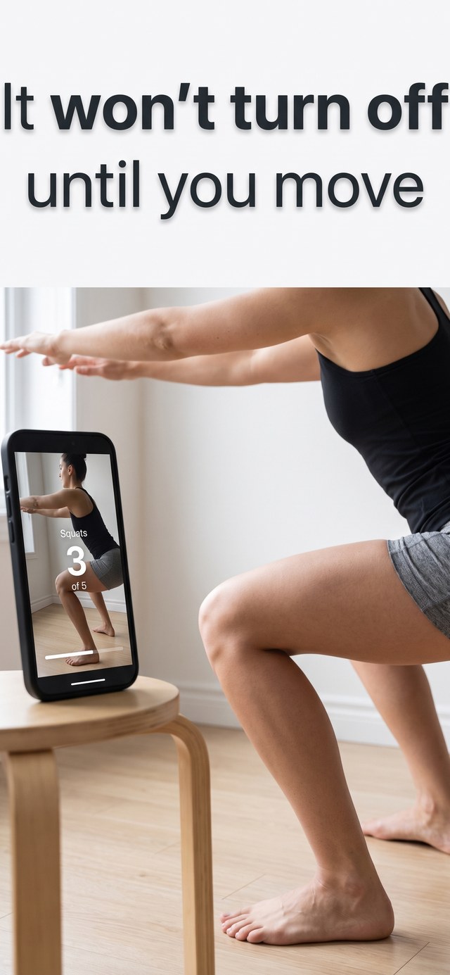 The camera counting squats — enforcement, not encouragement.